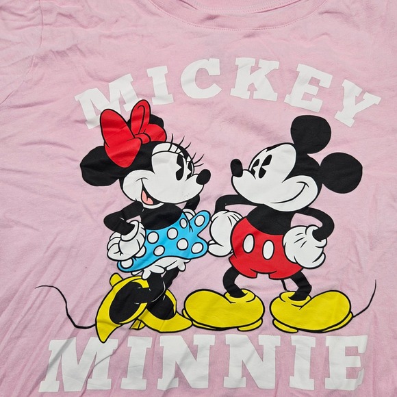 Disney Mickey and Minnie Mouse Pink T Shirt 1X Plus Size Graphic Tee - Picture 2 of 6